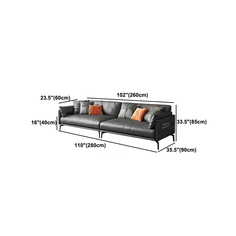 Faux /Genuine Leather Stain Resistant Contemporary Sofa Couch in Black