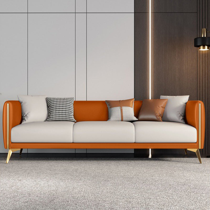 Faux Leather Sofa 80.31" W x 29.52" D x 25.98" H Tuxedo Arm Sofa for Living Room