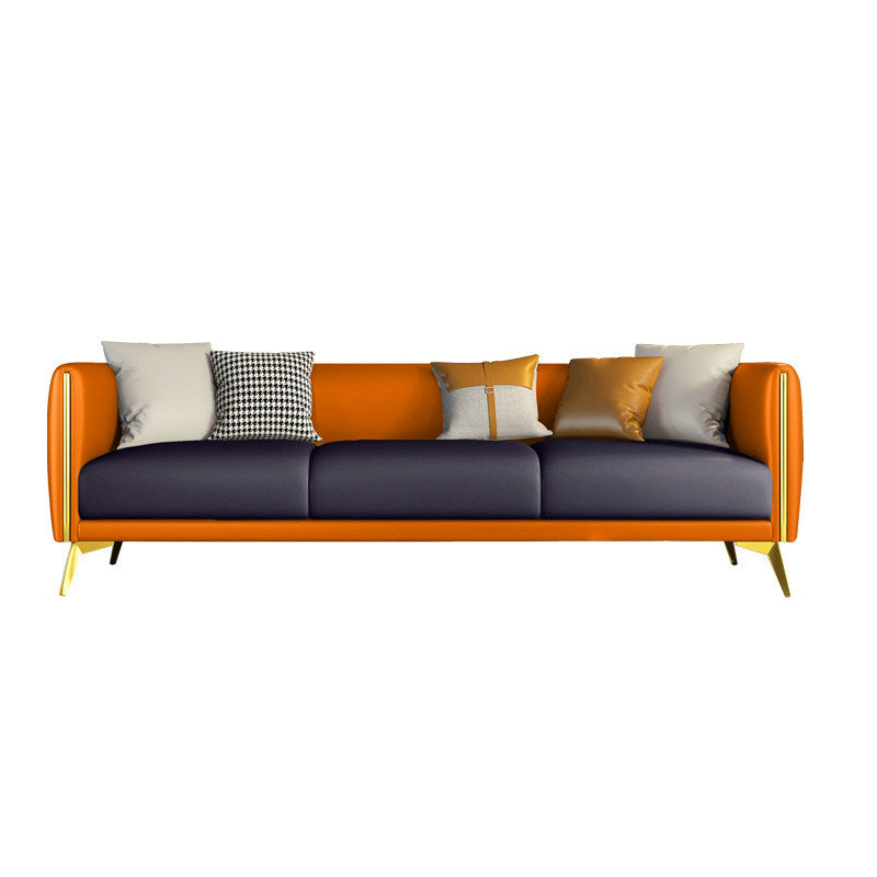 Faux Leather Sofa 80.31" W x 29.52" D x 25.98" H Tuxedo Arm Sofa for Living Room