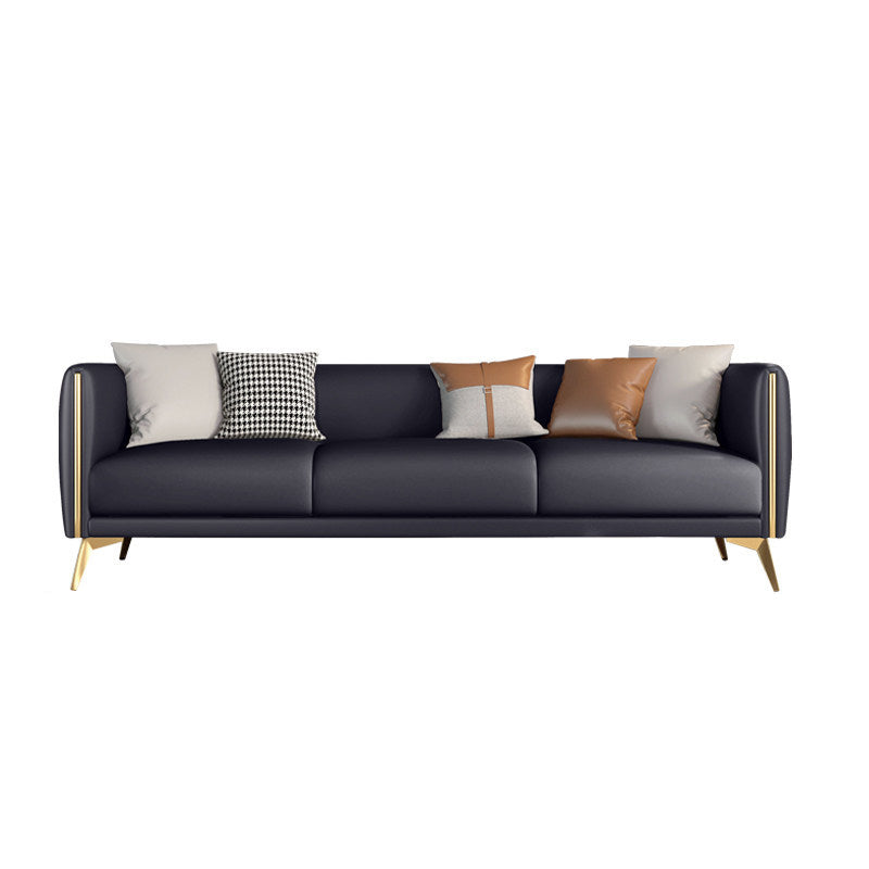 Faux Leather Sofa 80.31" W x 29.52" D x 25.98" H Tuxedo Arm Sofa for Living Room
