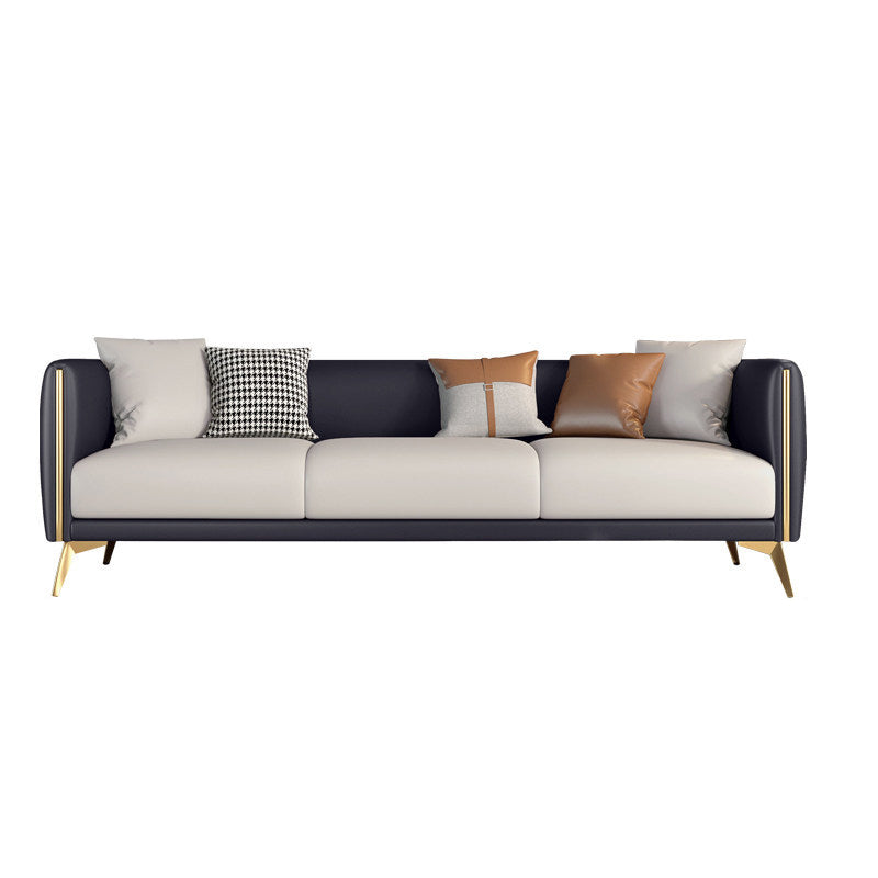 Faux Leather Sofa 80.31" W x 29.52" D x 25.98" H Tuxedo Arm Sofa for Living Room
