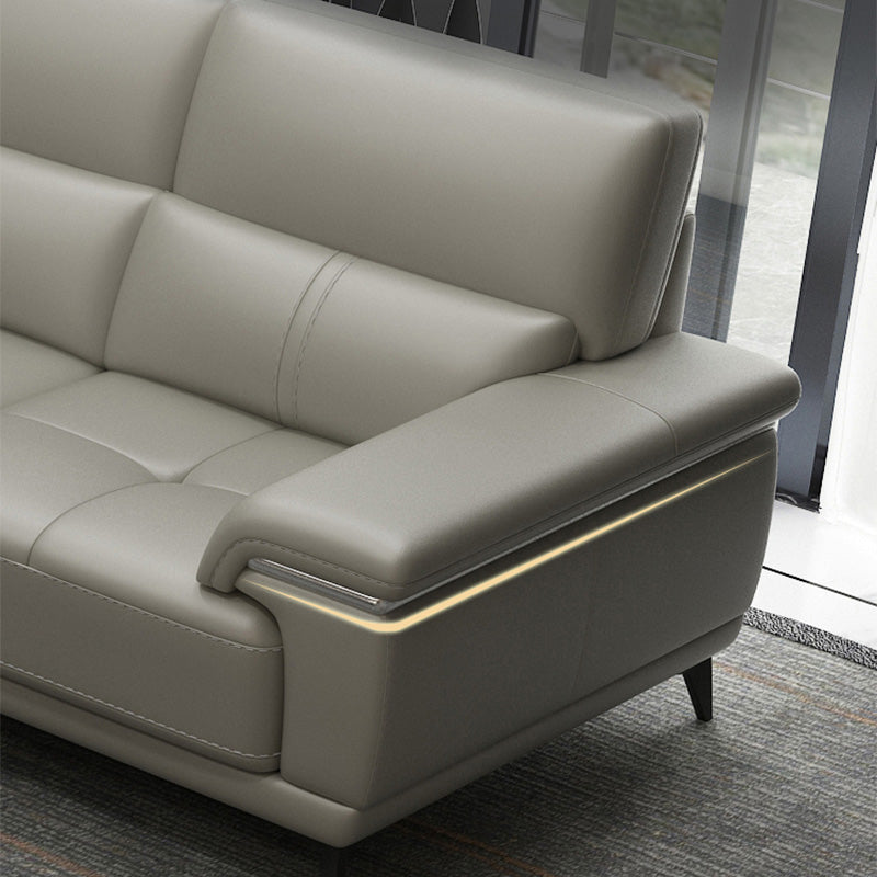 135.83" W x 66.93" D x 36.22" H Genuine Leather Sofa & Chaise Sewn Pillow Back Sofa