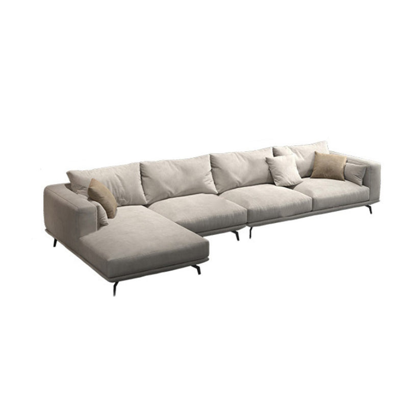White Faux Leather Sofa & Chaise Loose Back Cushions Sofa - 25.59" H
