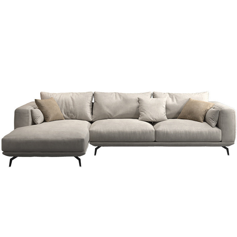 White Faux Leather Sofa & Chaise Loose Back Cushions Sofa - 25.59" H