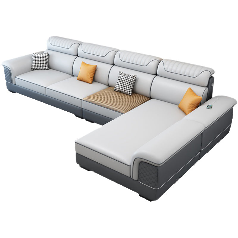 Contemporary Faux Leather Loose Back Sofa with Pillow Top Arm