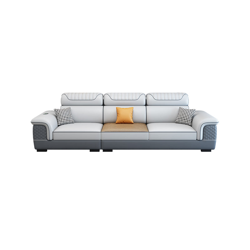 Contemporary Faux Leather Loose Back Sofa with Pillow Top Arm