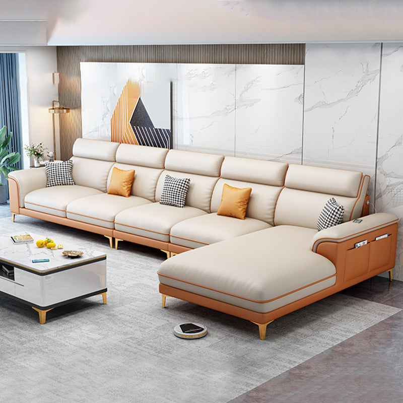 Contemporary Faux Leather Sofa with Pillow Top Arm for Living Room