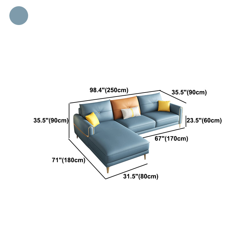 Modern Faux Leather Sofa with Bolster Pillows for Living Room