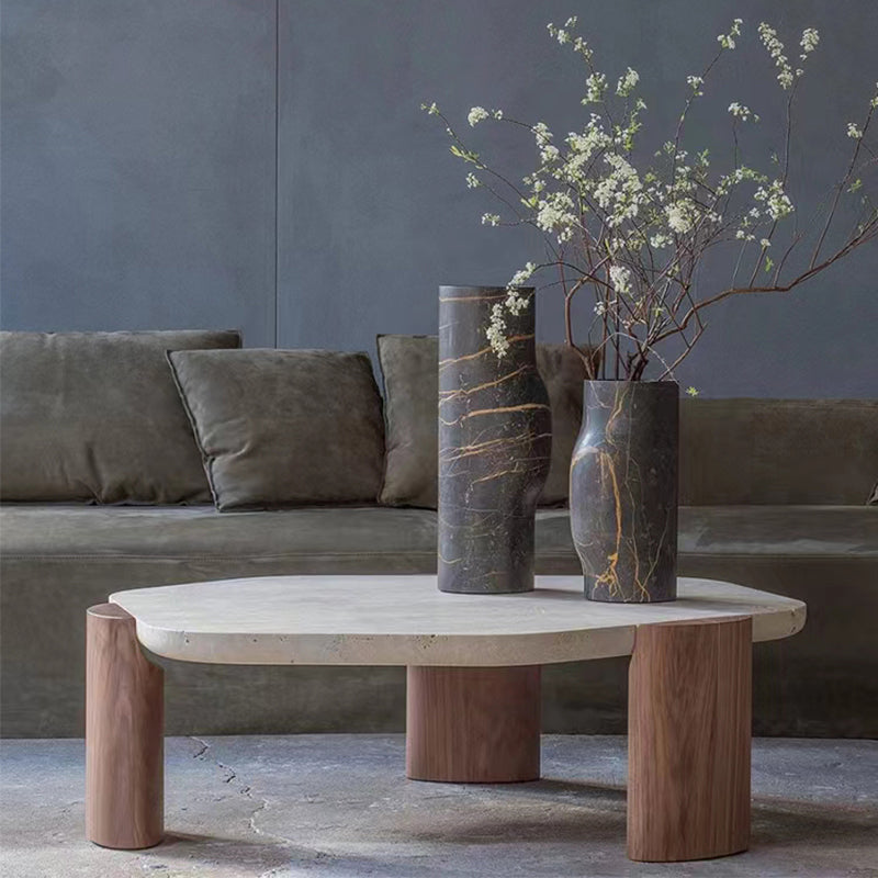 3 Legs Single Coffee Table Wooden Modern Brown Cocktail Table