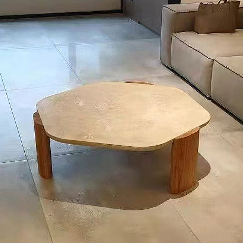 3 Legs Single Coffee Table Wooden Modern Brown Cocktail Table