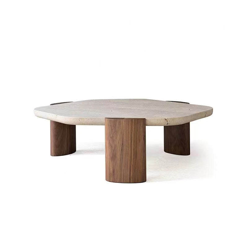 3 Legs Single Coffee Table Wooden Modern Brown Cocktail Table