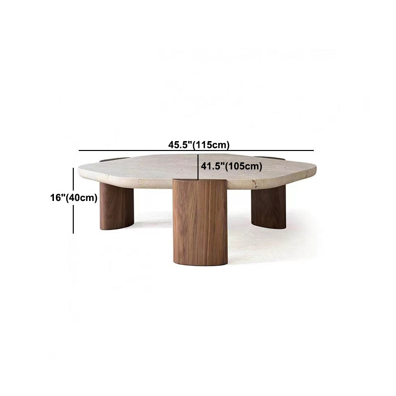 3 Legs Single Coffee Table Wooden Modern Brown Cocktail Table