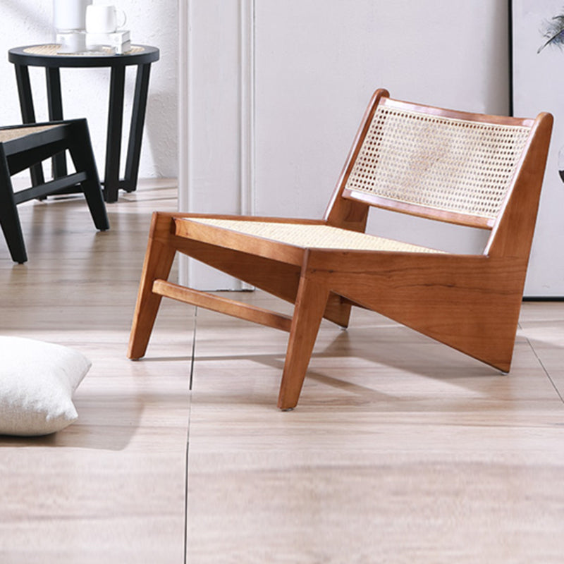 Living Room Wood Solid Wood Frame Basic Four Leg Woven Back Lounge Chair