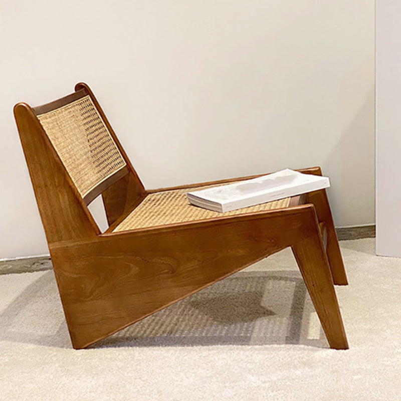Living Room Wood Solid Wood Frame Basic Four Leg Woven Back Lounge Chair