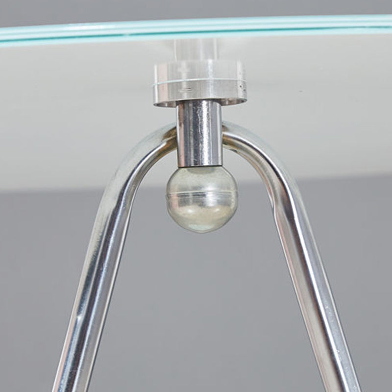 28.7"H Modern Metal Frame Base Round Glass Top Coffee Table with Shelf