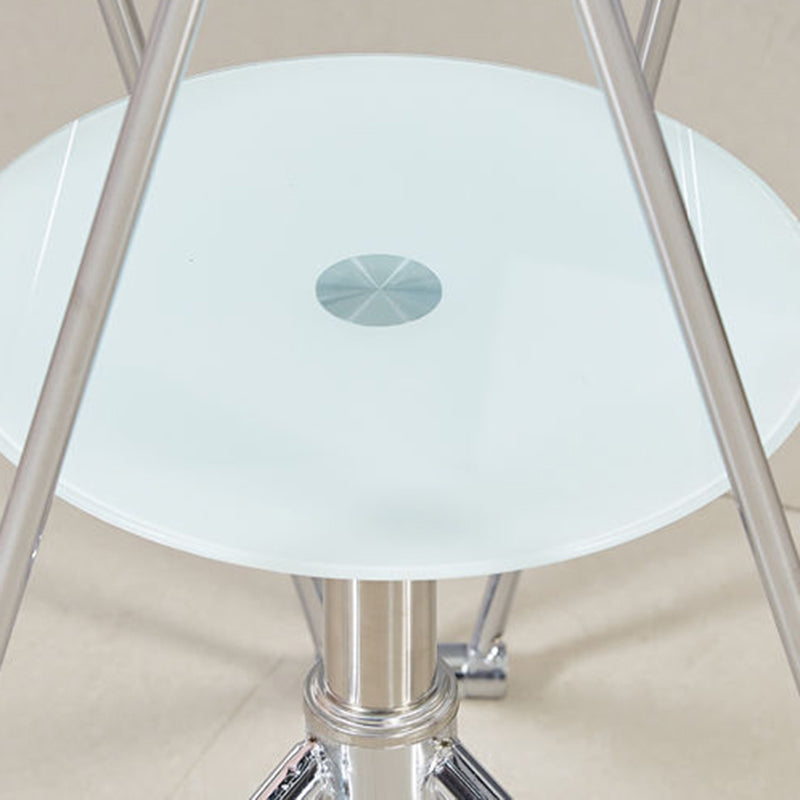 28.7"H Modern Metal Frame Base Round Glass Top Coffee Table with Shelf