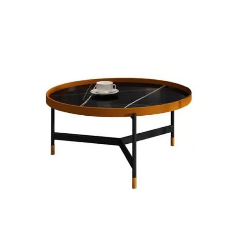 3 Legs Base Design Cocktail Table Rock Plate Desktop Round Coffee Table with Iron Base