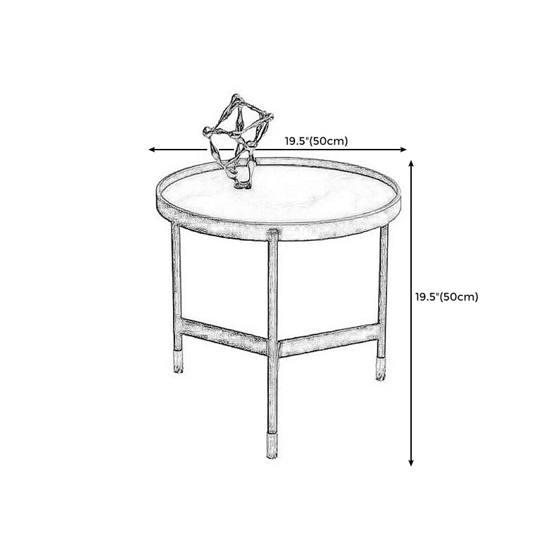 3 Legs Base Design Cocktail Table Rock Plate Desktop Round Coffee Table with Iron Base