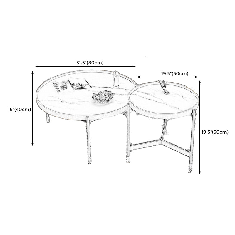 3 Legs Base Design Cocktail Table Rock Plate Desktop Round Coffee Table with Iron Base
