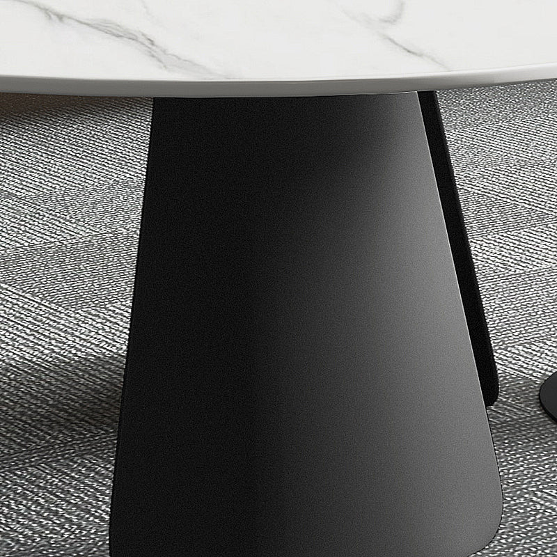 Modern Style Cocktail Table Slate Top Metal Base Round Coffee Table