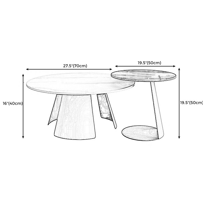 Modern Style Cocktail Table Slate Top Metal Base Round Coffee Table