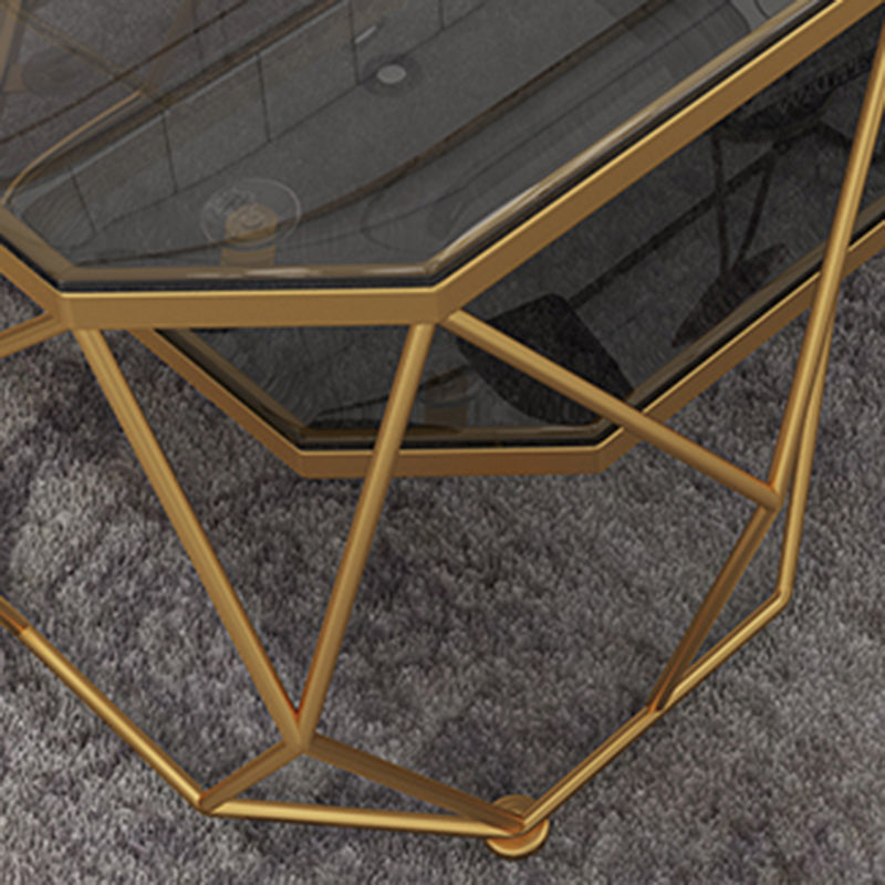 Modern Style Tempered Glass & Slate Bunching Table Metal Rectangular Coffee Table