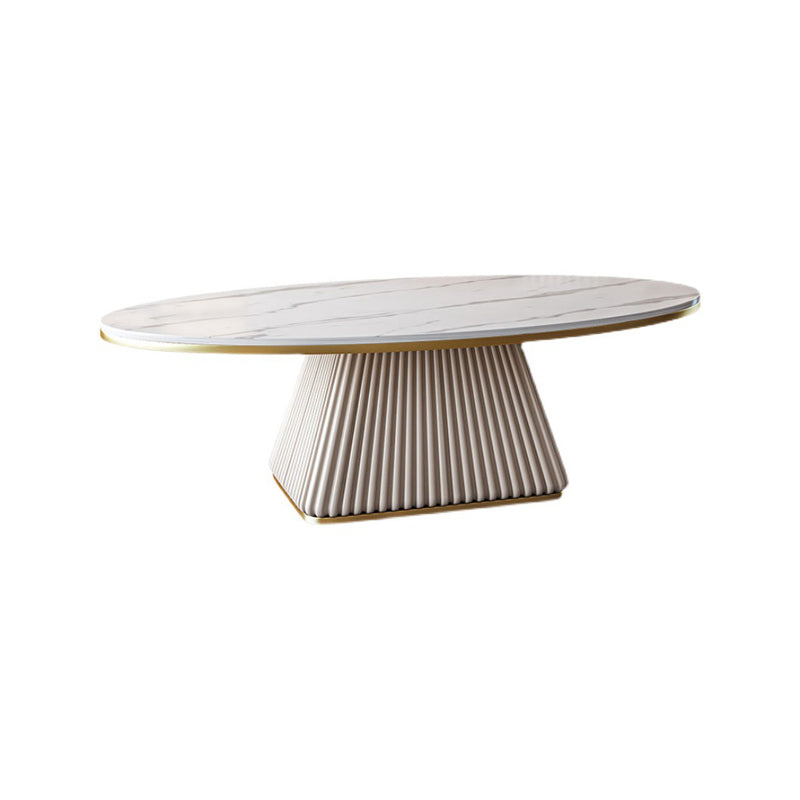 Modern Style Oval Coffee Table Metal Base on Top of Black Gold/platinum/white Slate