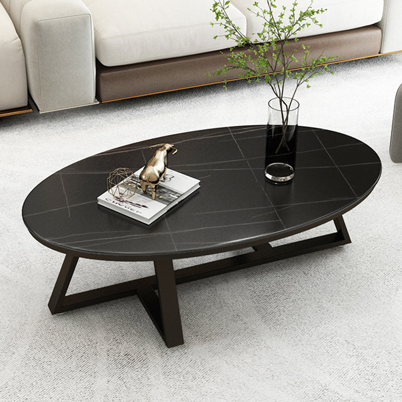 17.7"H Modern Solid Color Metal Frame Base Slate Top Round Coffee Table