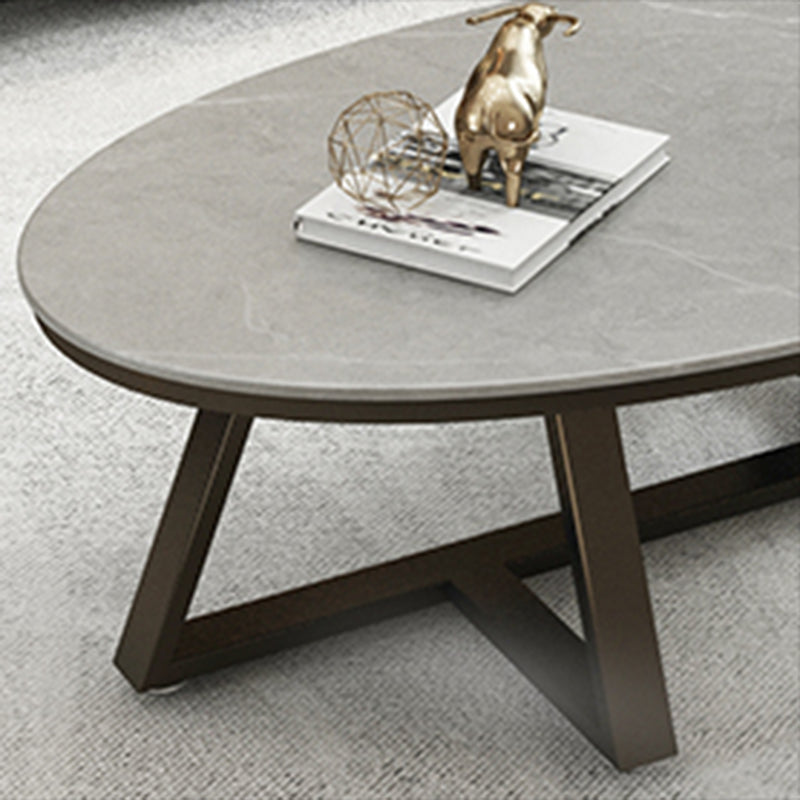 17.7"H Modern Solid Color Metal Frame Base Slate Top Round Coffee Table