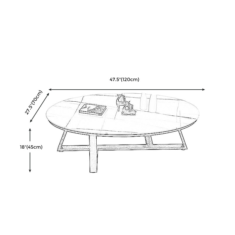 17.7"H Modern Solid Color Metal Frame Base Slate Top Round Coffee Table