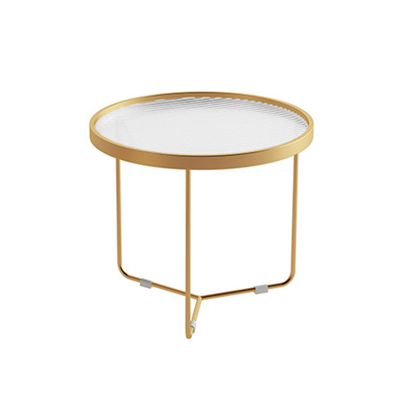 Tempered Glass Round Top 2 Nesting Table Metal Frame Base Cocktail Table