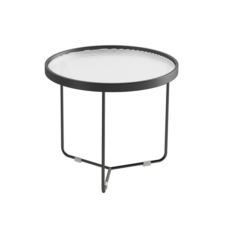Tempered Glass Round Top 2 Nesting Table Metal Frame Base Cocktail Table
