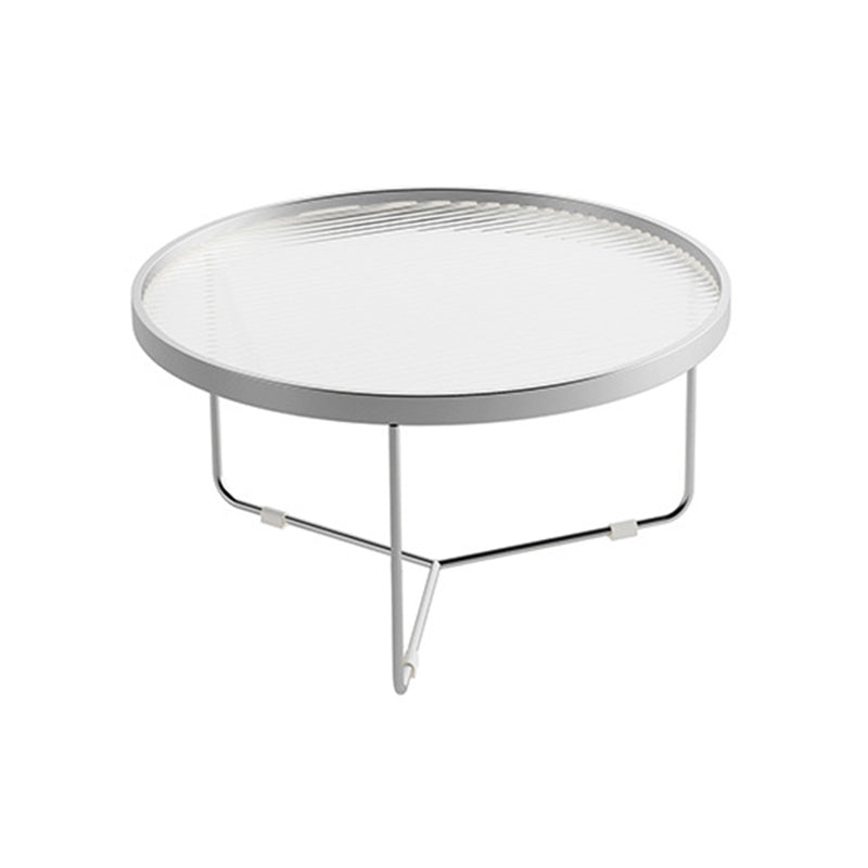 Tempered Glass Round Top 2 Nesting Table Metal Frame Base Cocktail Table