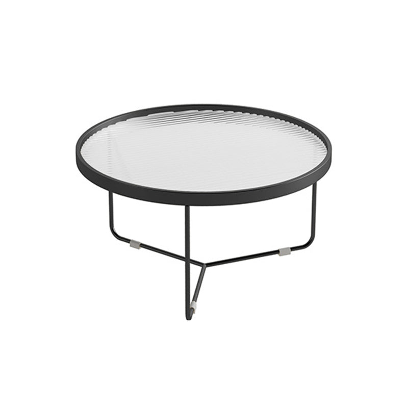 Tempered Glass Round Top 2 Nesting Table Metal Frame Base Cocktail Table