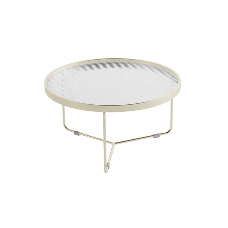 Tempered Glass Round Top 2 Nesting Table Metal Frame Base Cocktail Table