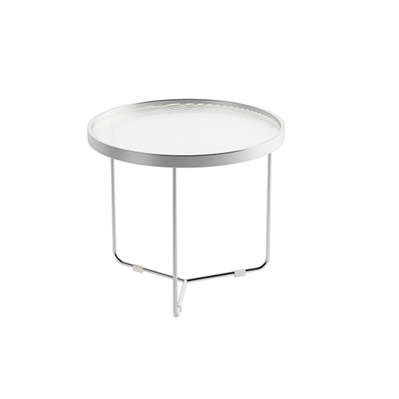 Tempered Glass Round Top 2 Nesting Table Metal Frame Base Cocktail Table
