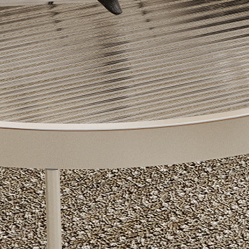 Tempered Glass Round Top 2 Nesting Table Metal Frame Base Cocktail Table