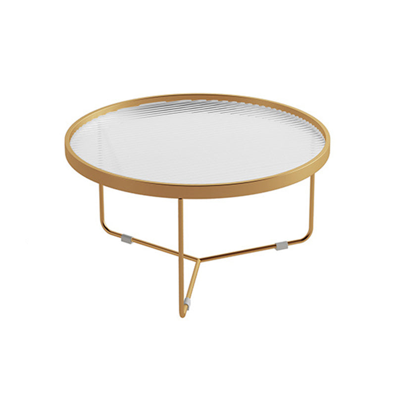 Tempered Glass Round Top 2 Nesting Table Metal Frame Base Cocktail Table