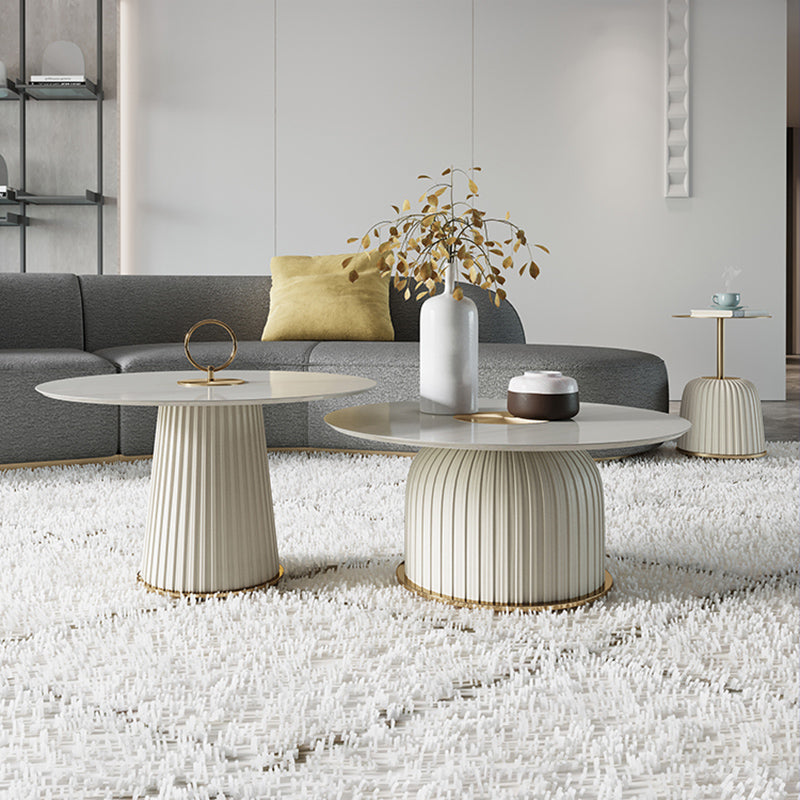 Modern Style Ceramic Veneer Material Design Coffee Table with Circular Shape