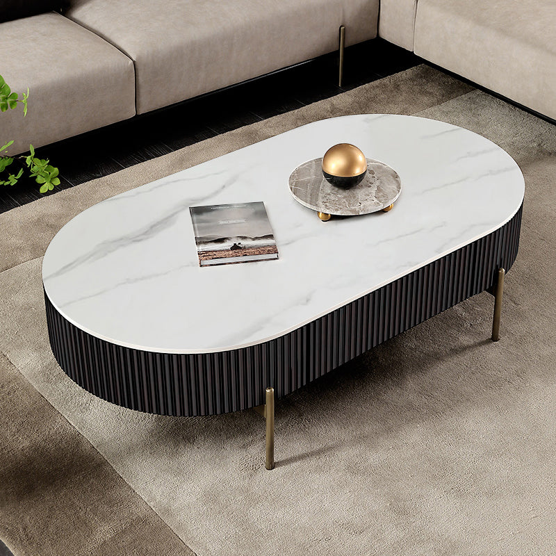 Modern Style Round White Black Metal Four-legged Coffee Table