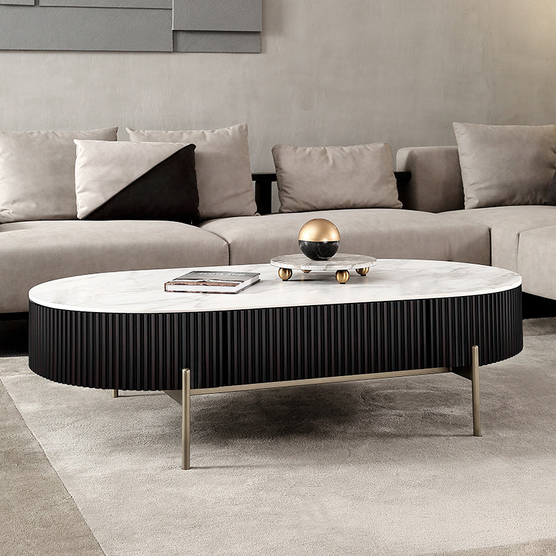 Modern Style Round White Black Metal Four-legged Coffee Table