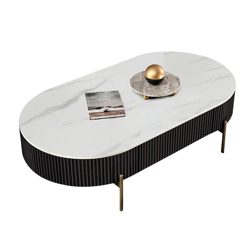 Modern Style Round White Black Metal Four-legged Coffee Table