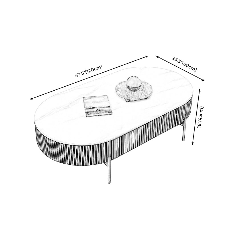 Modern Style Round White Black Metal Four-legged Coffee Table