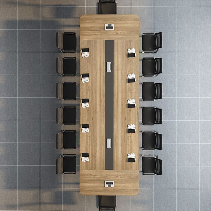 Modern Manufactured Wood Office Desk Rectangular Desk with Metal Pedestal