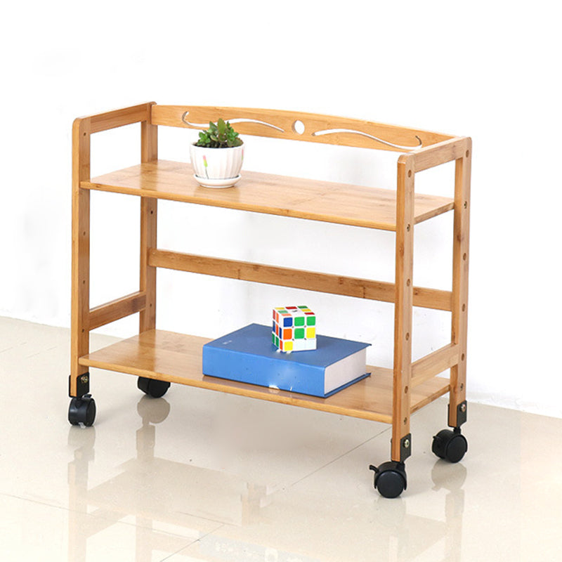 Natural Urban Etagere Bookshelf Manufactured Wood Bookcase with Caster Wheels