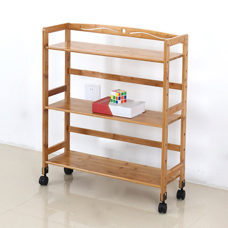 Natural Urban Etagere Bookshelf Manufactured Wood Bookcase with Caster Wheels