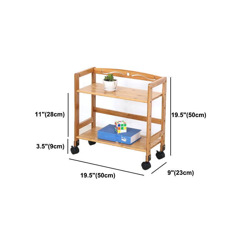 Natural Urban Etagere Bookshelf Manufactured Wood Bookcase with Caster Wheels