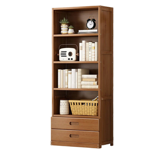 Contemporary Vertical Standard Bookcase Brown Manufactured Wood Bookshelf
