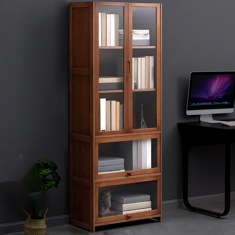 Contemporary Style Wood Bookcase Closed Back Bookshelf with Door for Home