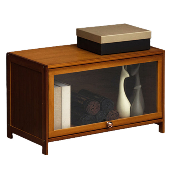 Contemporary Style Wood Bookcase Closed Back Bookshelf with Door for Home